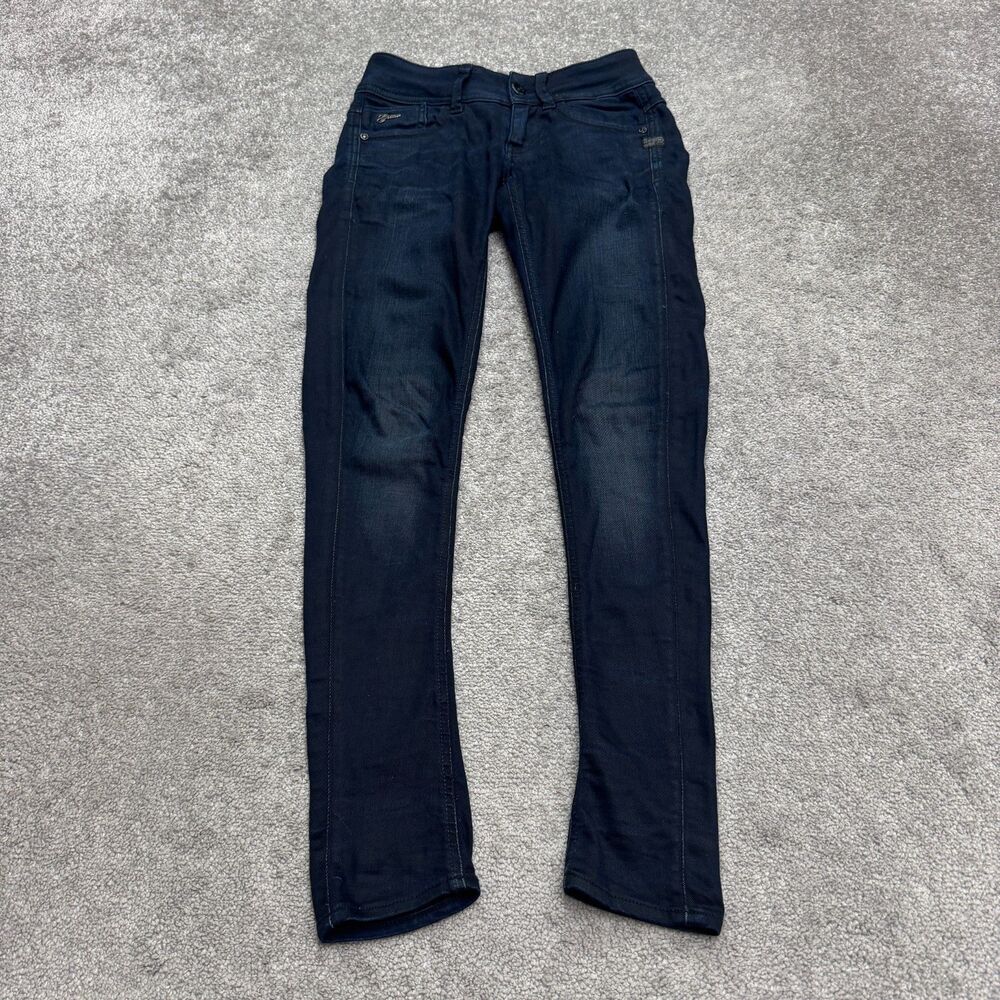 G-Star Raw Lyn Skinny Denim Jeans Womens 25x30 Blue Dark Wash Mid Rise Stretch